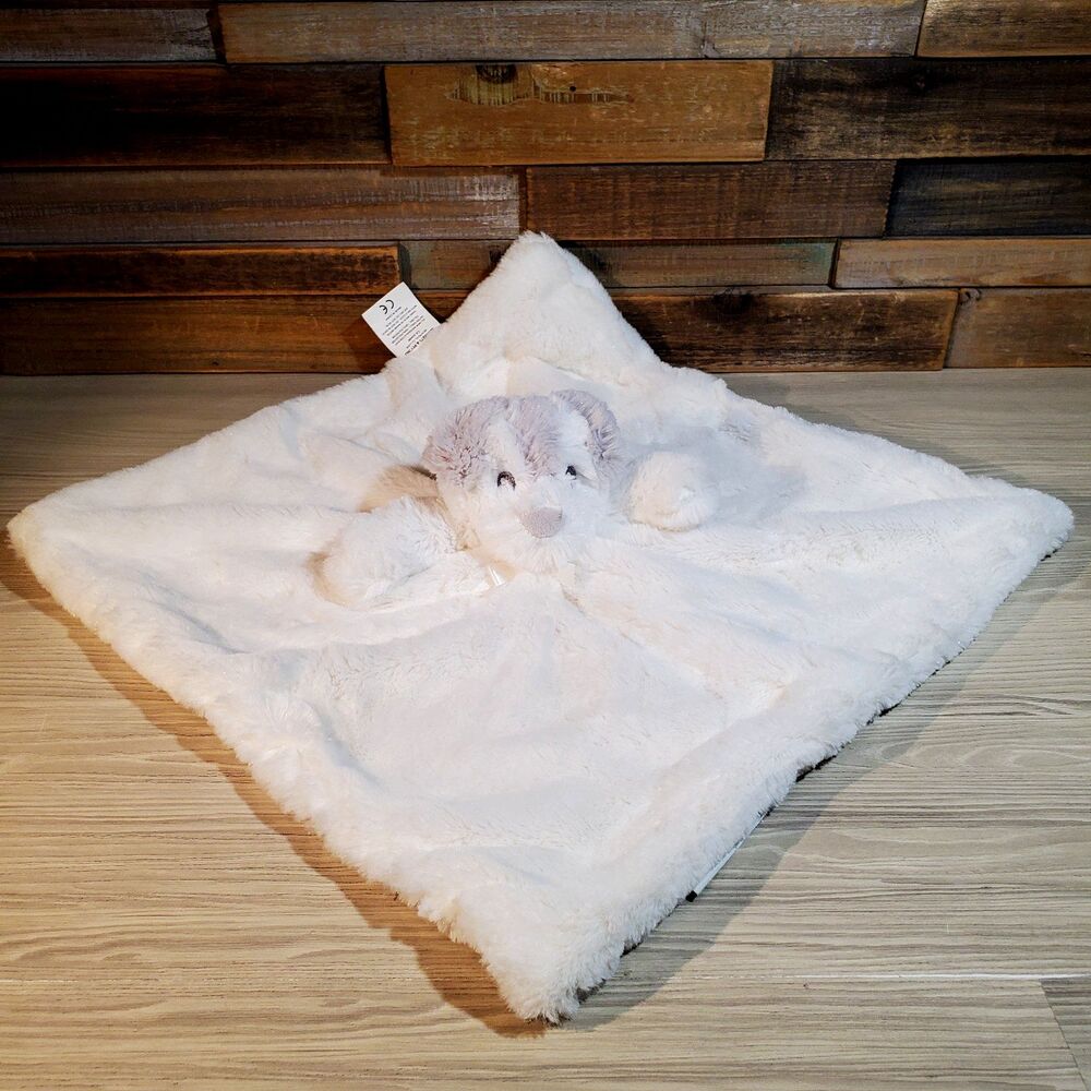 Blankets & Beyond White Puppy Dog Bow Baby Lovey Fluffy Soft Security Blanket